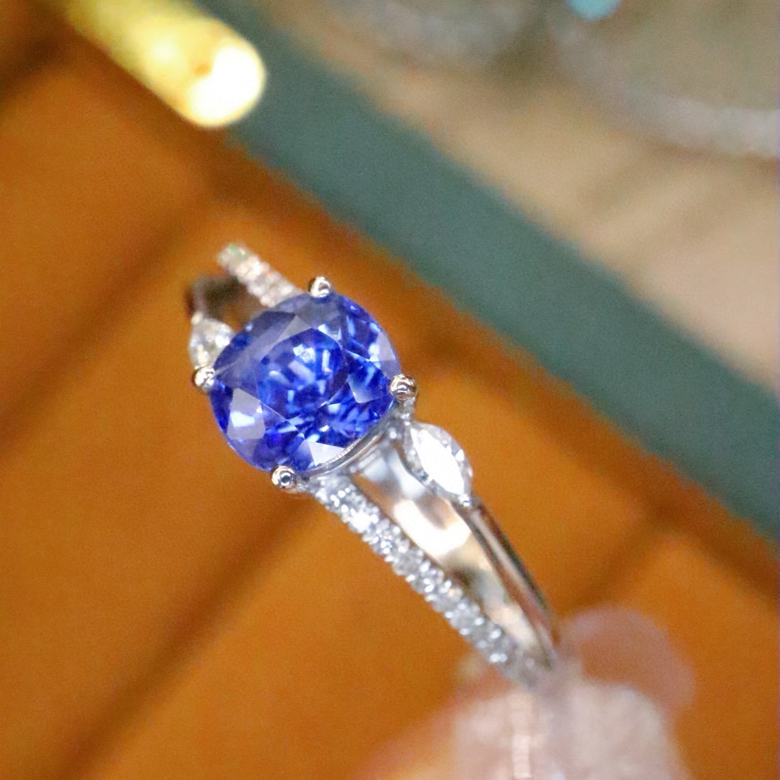 14k Gold 1.19 Ctw Natural Sapphire & Diamond Ring - 3