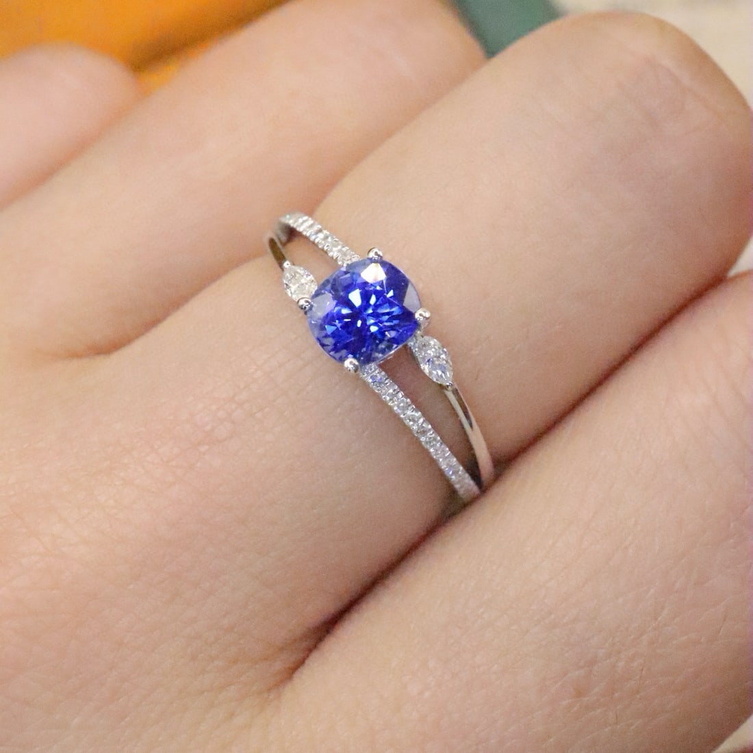14k Gold 1.19 Ctw Natural Sapphire & Diamond Ring - 5