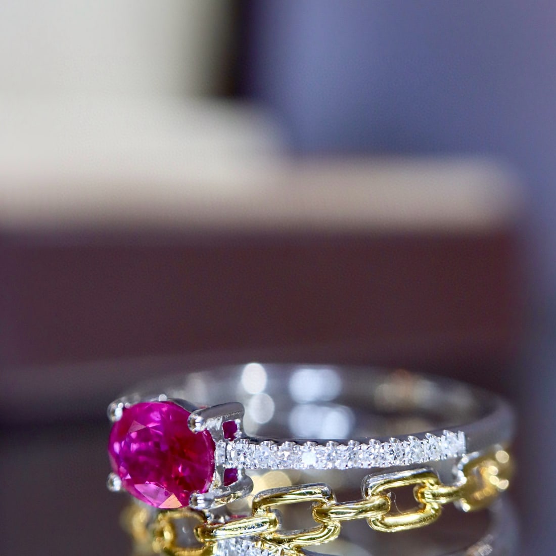 14k Gold 0.70 Ctw Natural Ruby & Diamond Ring - 8