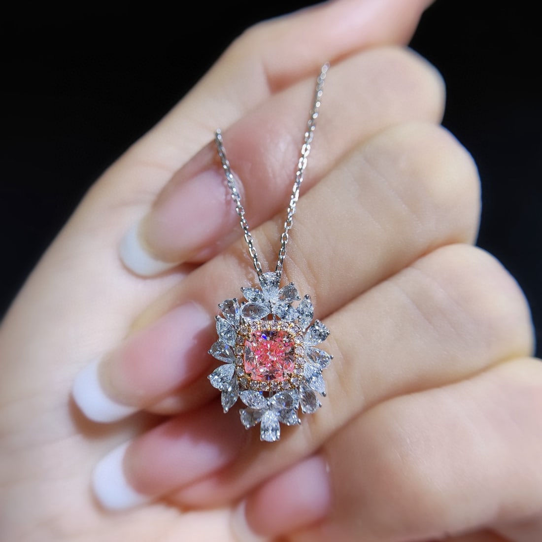 14k Gold 2.17 Ctw Natural Pink Diamond & Diamond Ring/pendant( Without Chain ) - 3