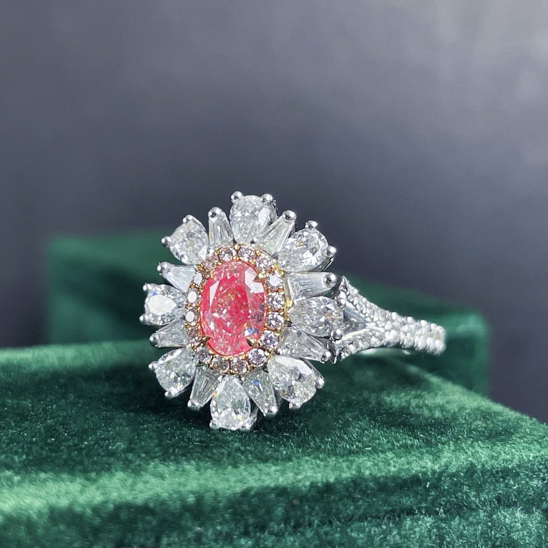 Gia Certified 14k Gold 1.45 Ctw Natural Pink Diamond & Diamond Ring/pendant( Without Chain ) - 2