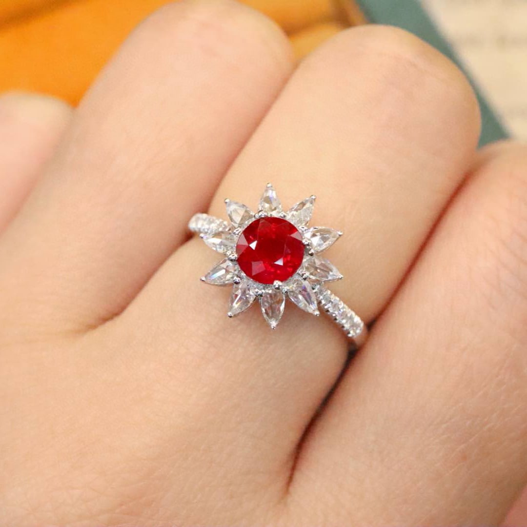 14k Gold 1.43 Ctw Natural Ruby & Diamond Ring - 5