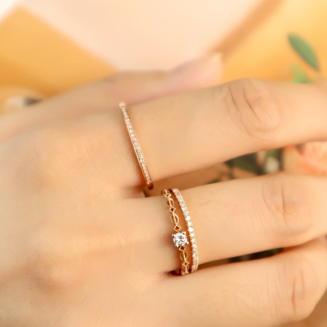 14k Gold 0.35 Ct Natural H Diamond Ring - 3