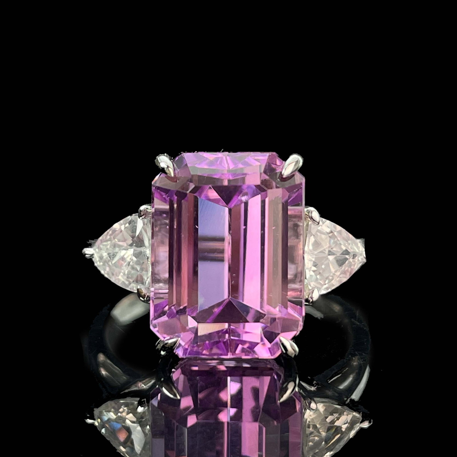 14k Gold 5.75 Ctw Natural Kunzite & Sapphire Ring - 3
