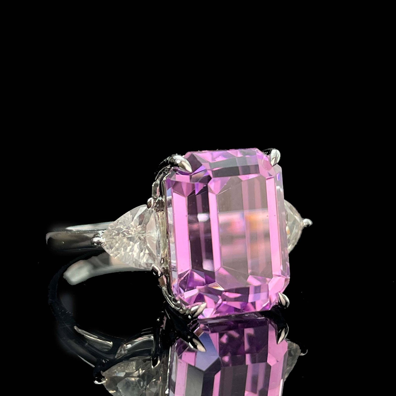 14k Gold 5.75 Ctw Natural Kunzite & Sapphire Ring - 4