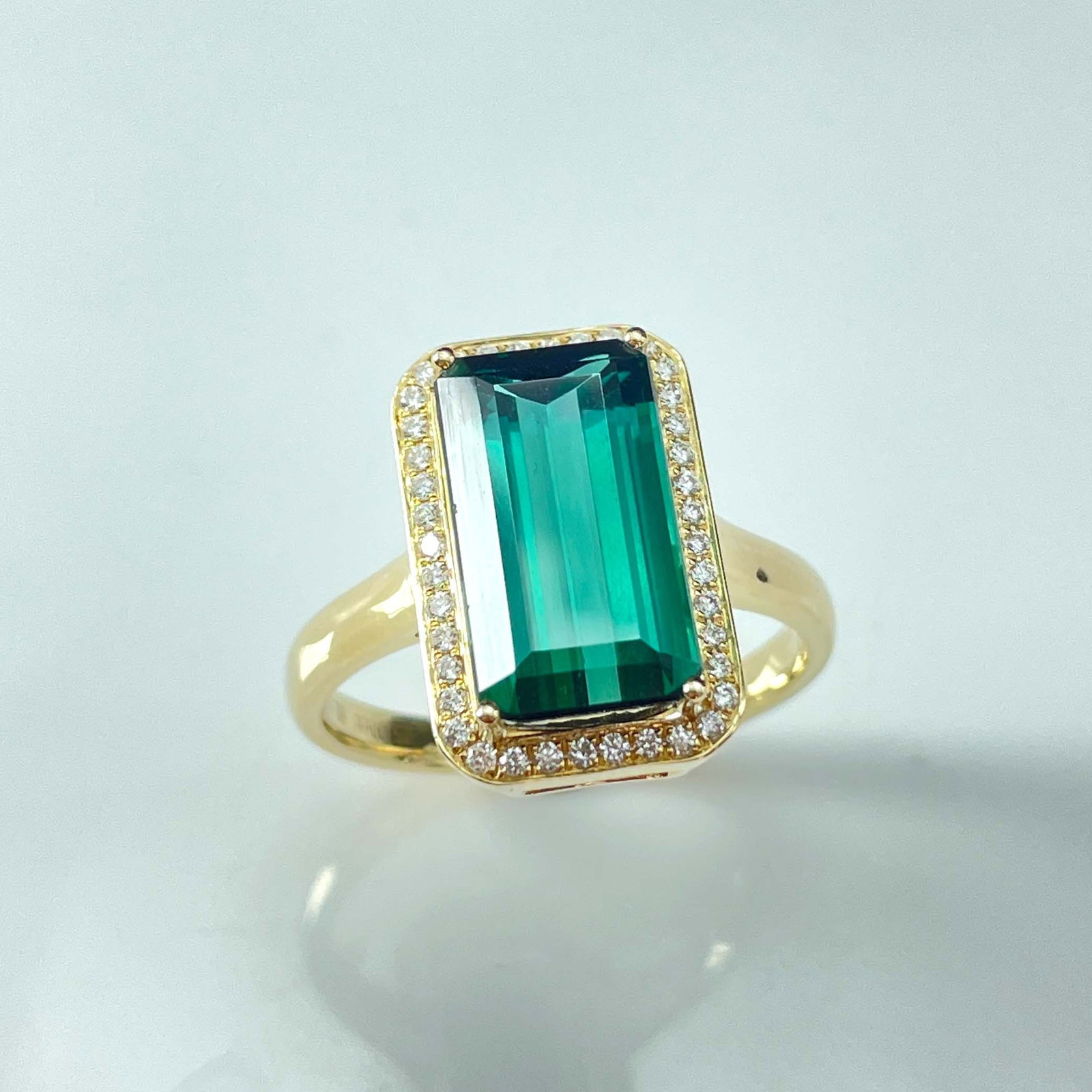 14k Gold 5 Ct Natural Tourmaline & Diamond Ring - 5