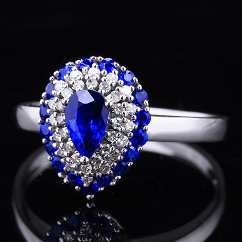14k Gold 0.90 Ctw Natural Sapphire & Sapphire Ring - 4