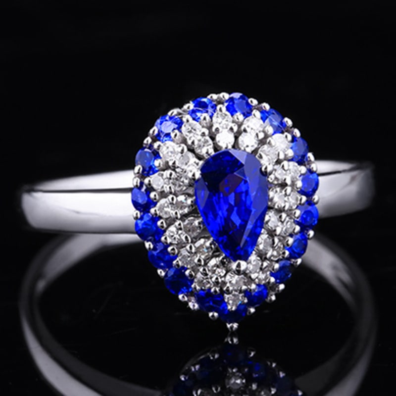 14k Gold 0.90 Ctw Natural Sapphire & Sapphire Ring - 5
