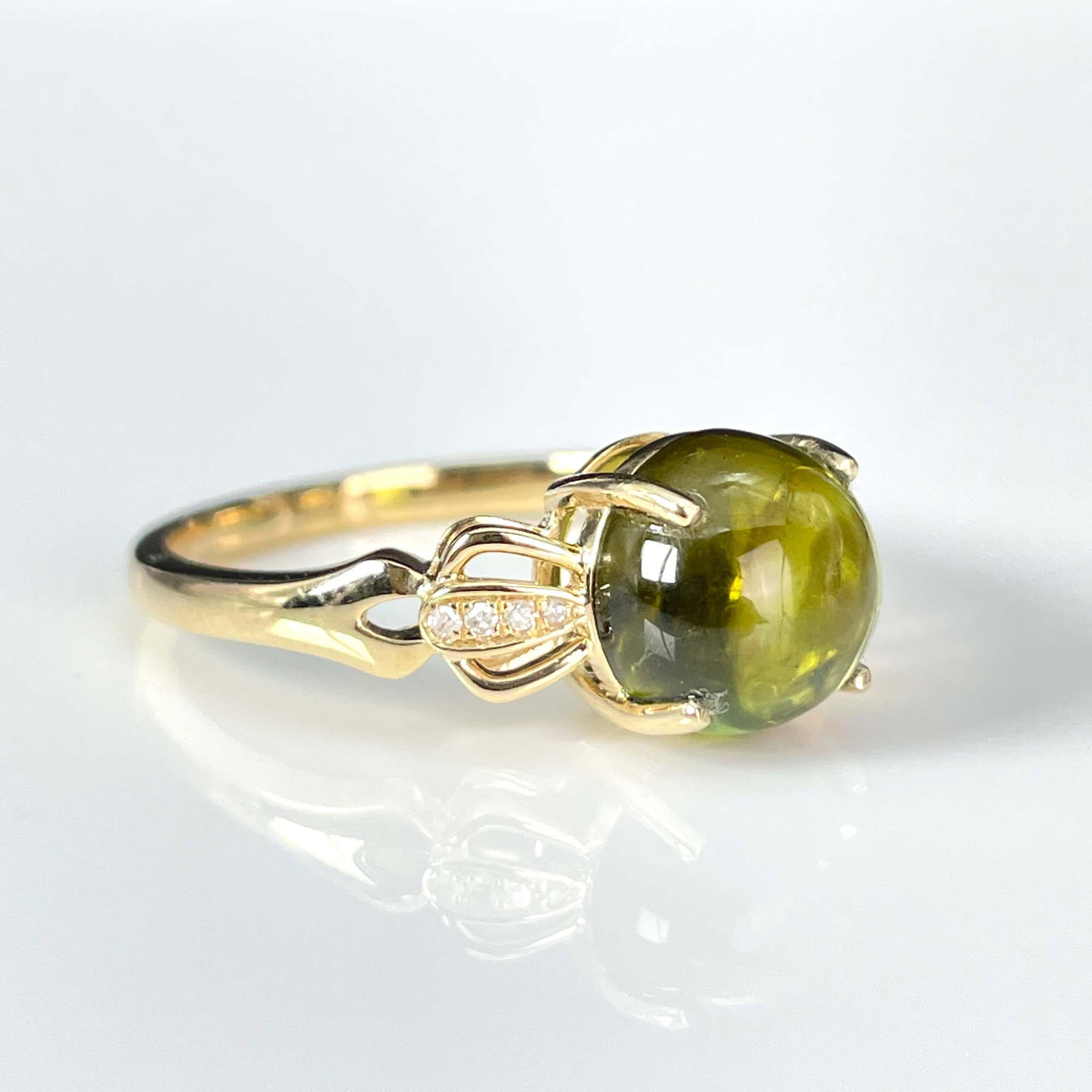 14k Gold 2.1 Ct Natural Tourmaline & Diamond Ring - 2