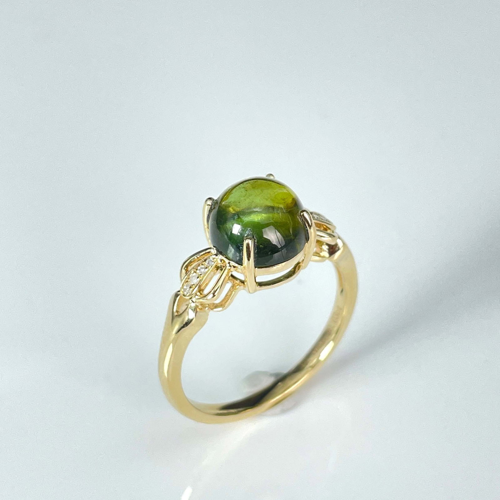 14k Gold 2.1 Ct Natural Tourmaline & Diamond Ring - 5