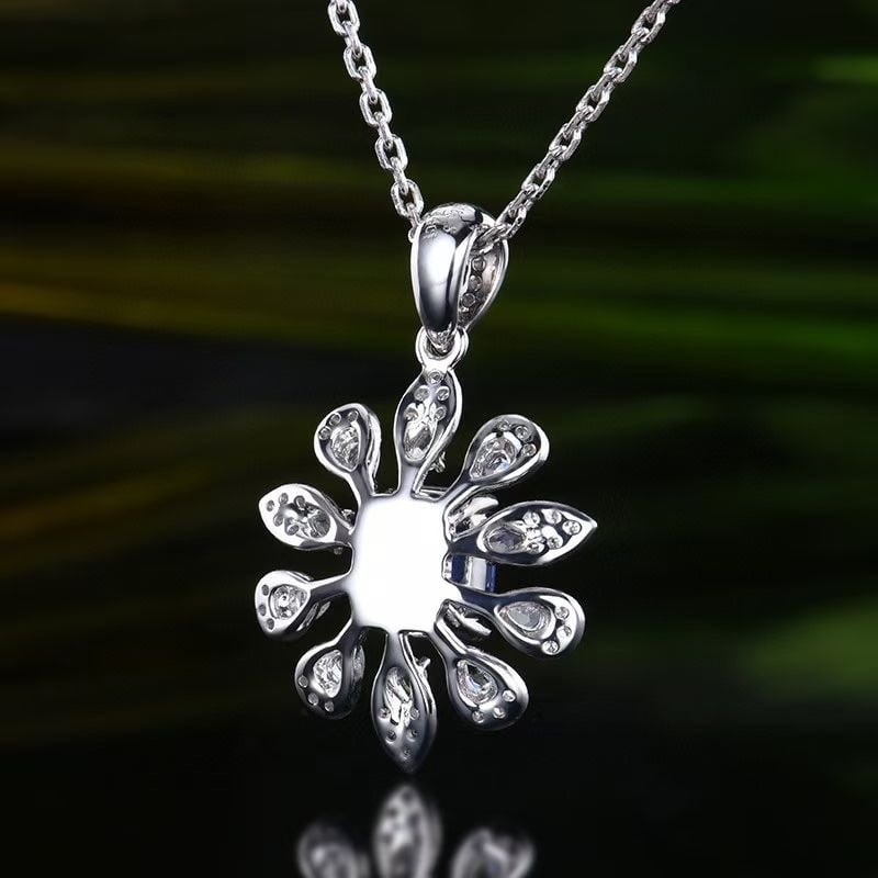 14k Gold 2.18 Ctw Natural Sapphire & Diamond Pendant( Without Chain ) - 4