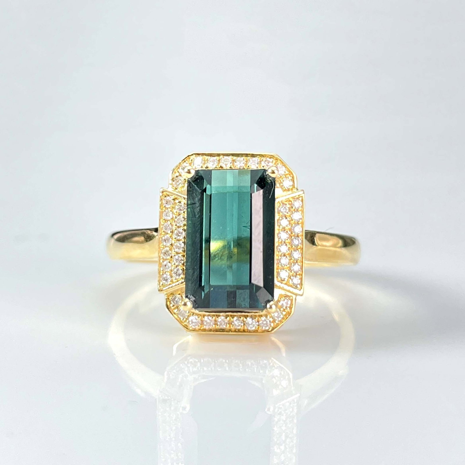 14k Gold 3 Ct Natural Tourmaline & Diamond Ring - 5