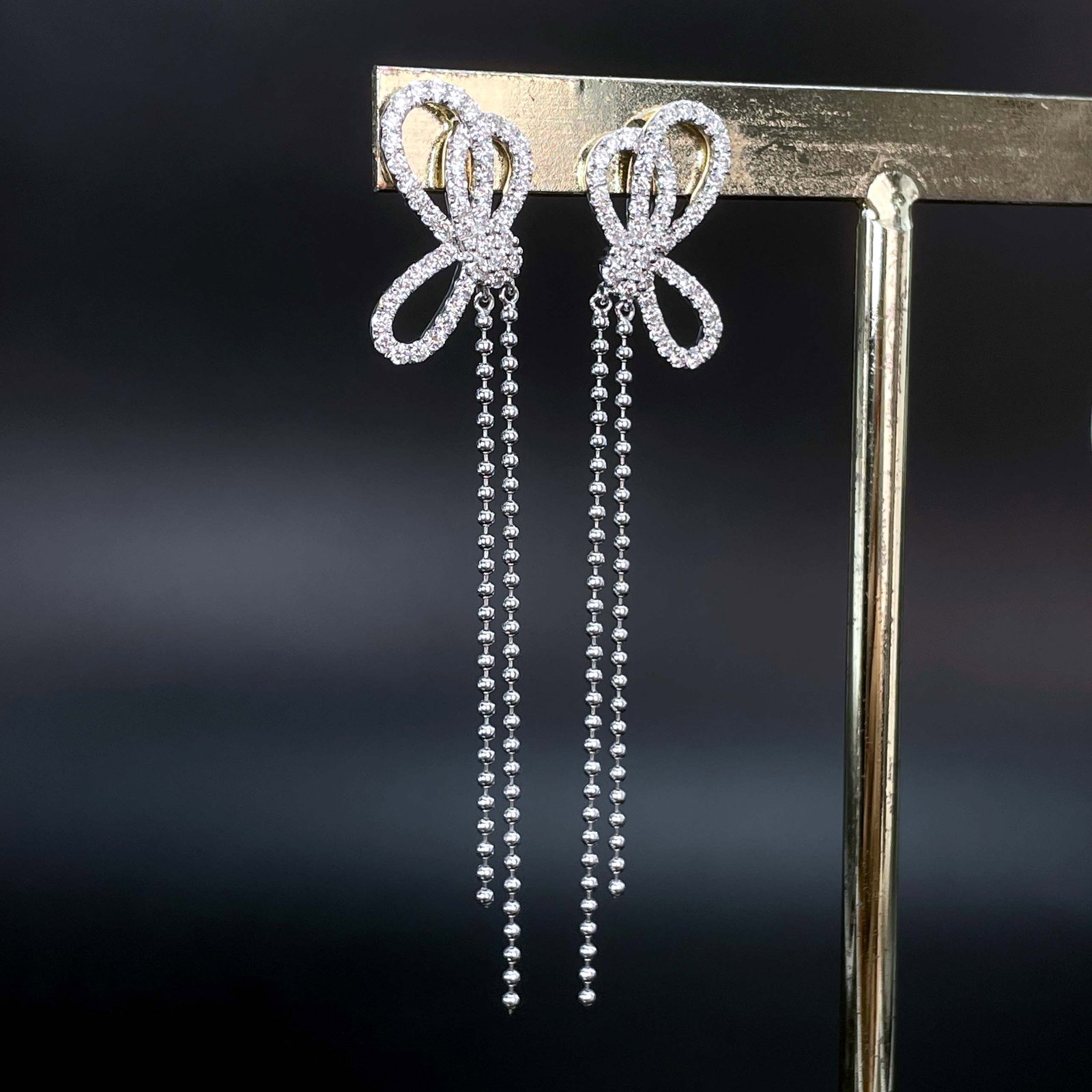 14k Gold 0.56 Ct Natural H Diamond Earrings - 4