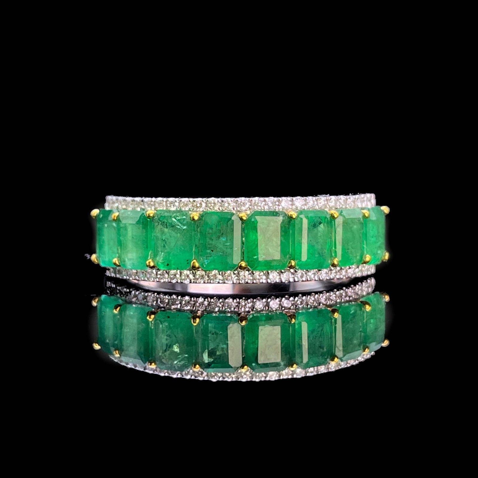 14k Gold 1.95 Ctw Vivid Green Natural Emerald & Diamond Ring - 5