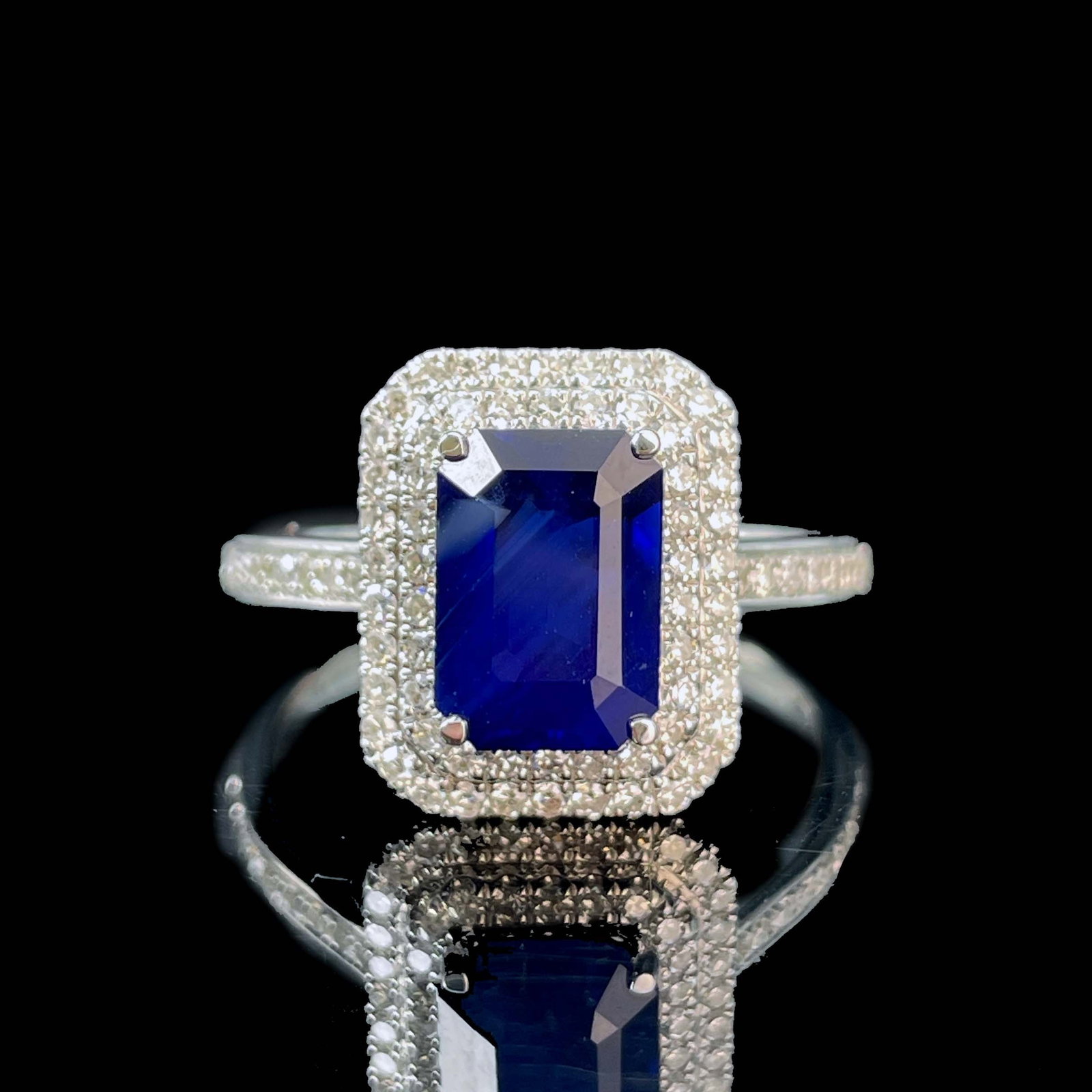 14k Gold 2.2 Ct Natural Sapphire & Diamond Ring - 4