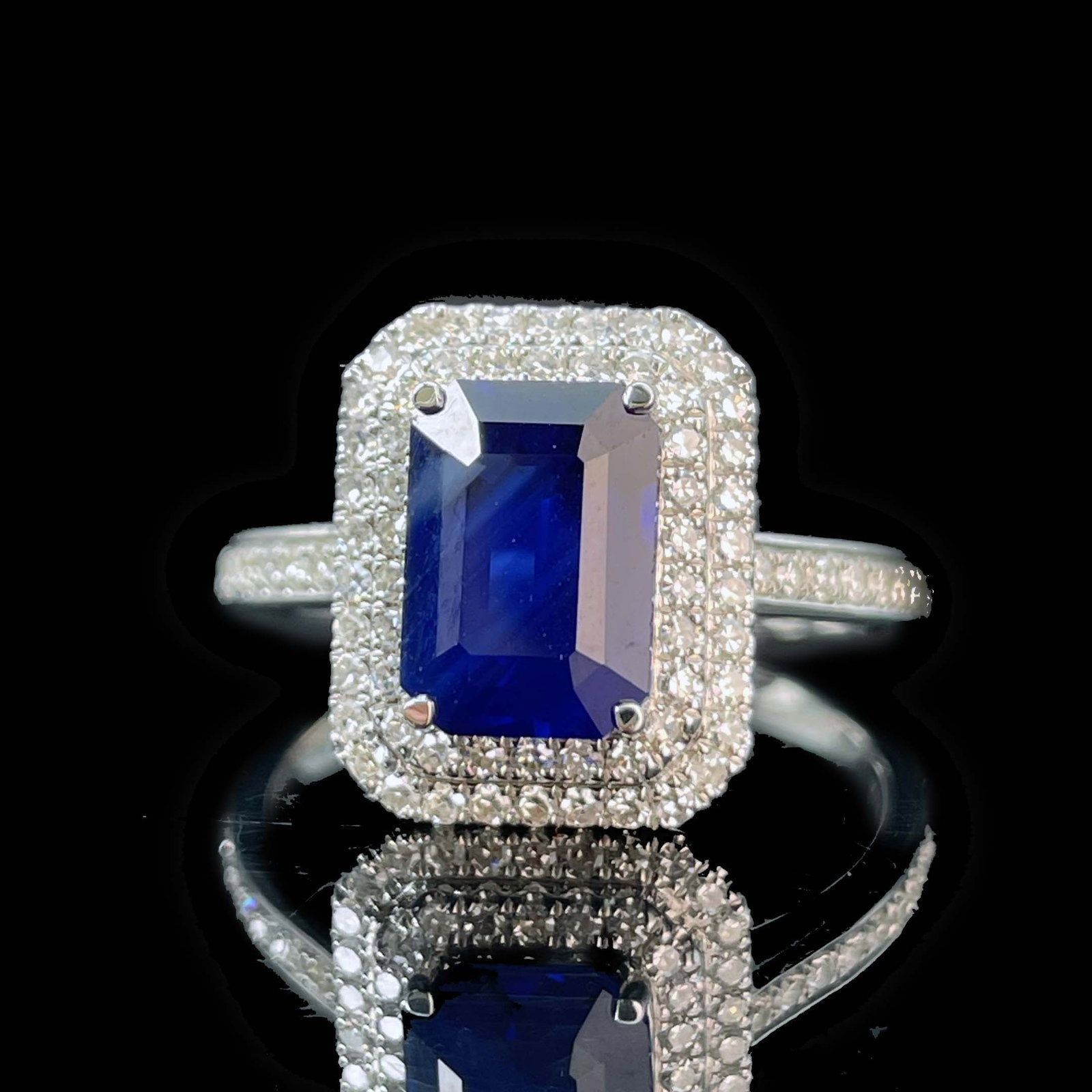 14k Gold 2.2 Ct Natural Sapphire & Diamond Ring - 6
