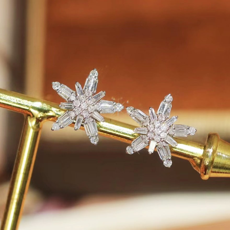 14k Gold 0.7 Ct Natural H Diamond Earrings - 4