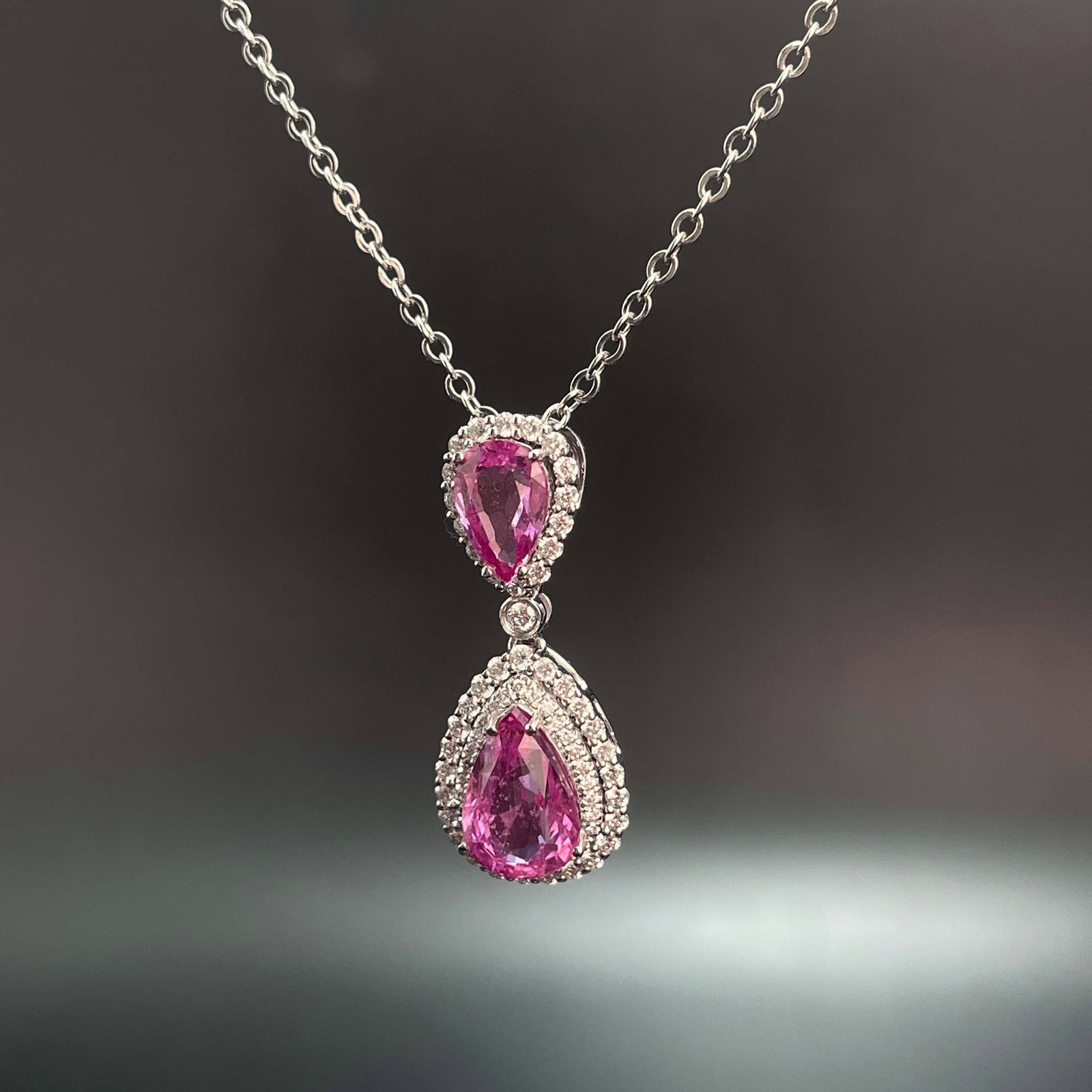 14k Gold 2.28 Ctw Natural Padparadscha Sapphire & Diamond Pendant( Without Chain ) - 2