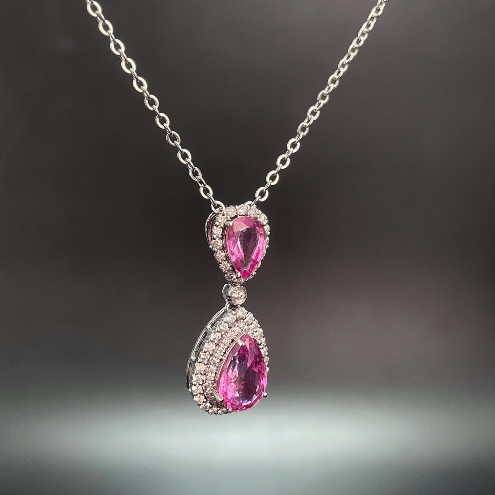 14k Gold 2.28 Ctw Natural Padparadscha Sapphire & Diamond Pendant( Without Chain ) - 3