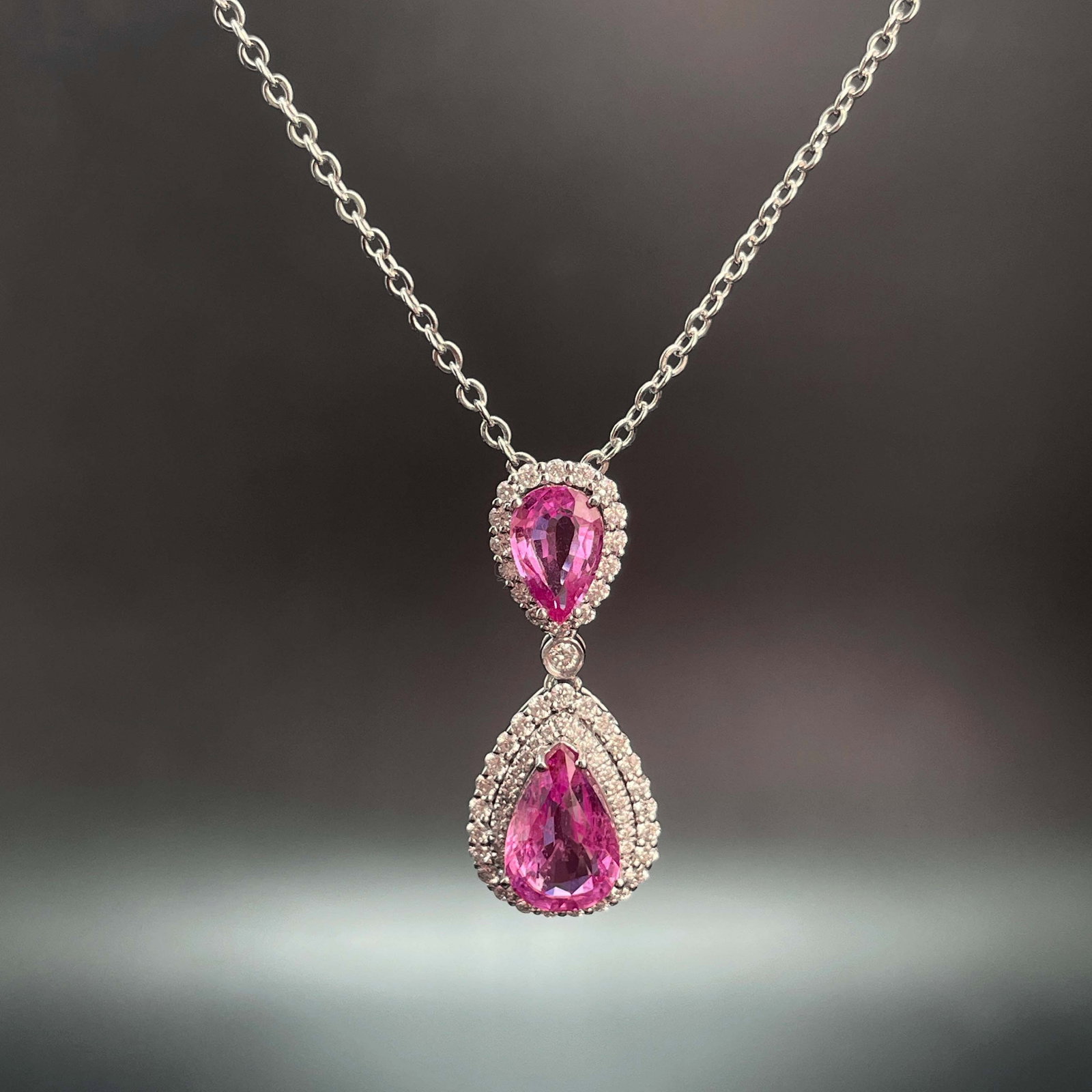 14k Gold 2.28 Ctw Natural Padparadscha Sapphire & Diamond Pendant( Without Chain ) - 5