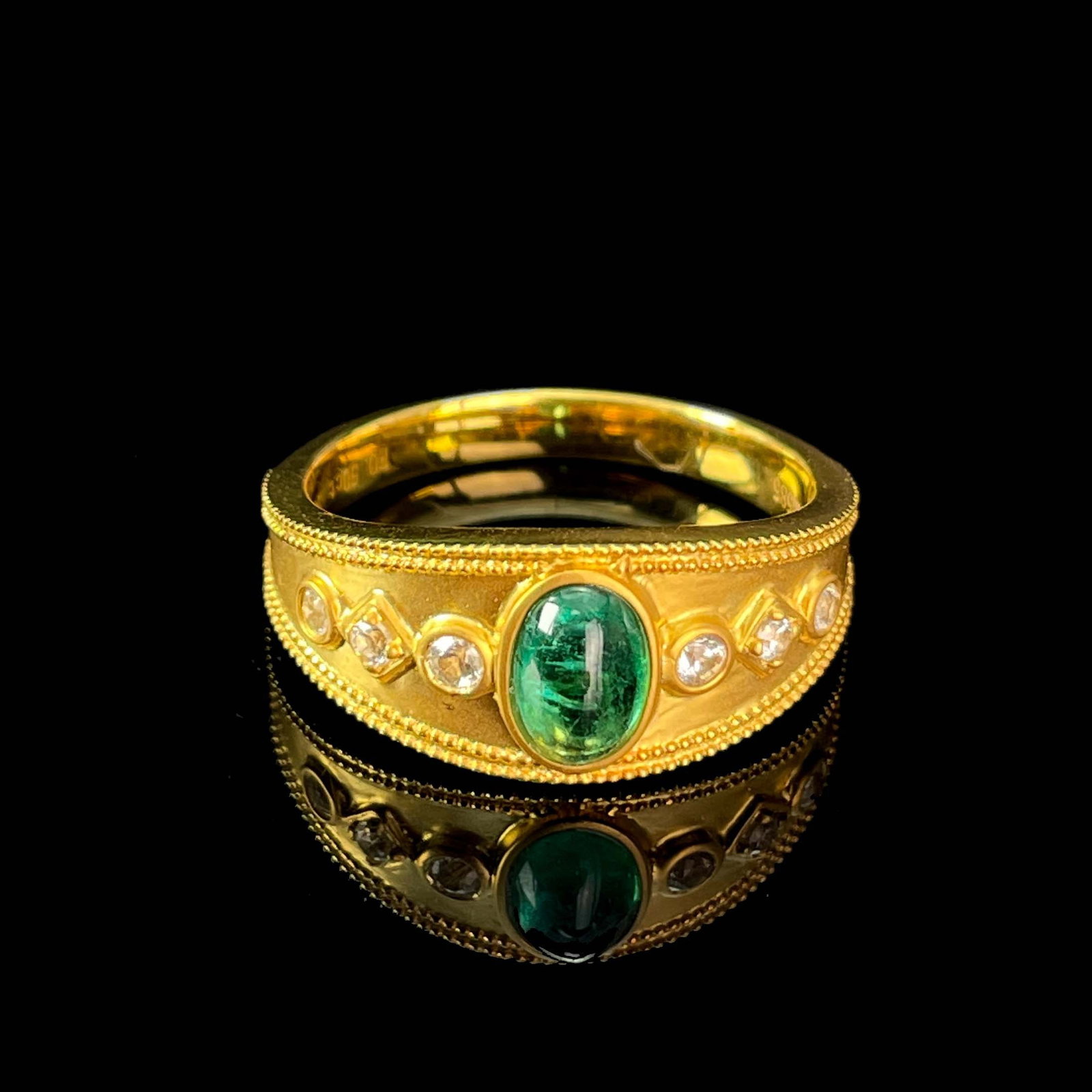 14k Gold 0.5 Ct Natural Emerald & Sapphire Ring - 4