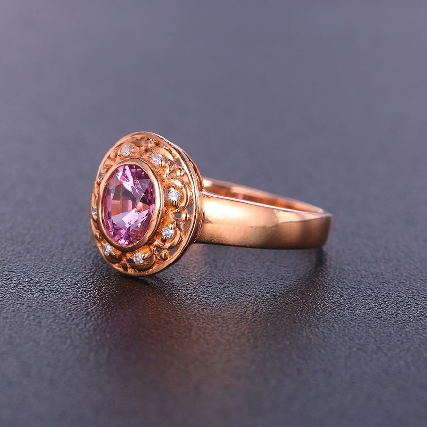 14k Gold 1.24 Ctw Natural Spinel & Diamond Ring - 2