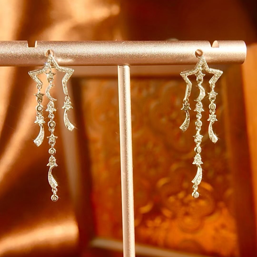 14k Gold 0.34 Ct Natural H Diamond Earrings - 5