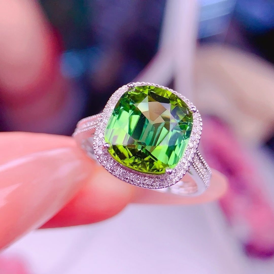 14k Gold 4.9 Ct Natural Tourmaline & Diamond Ring - 2