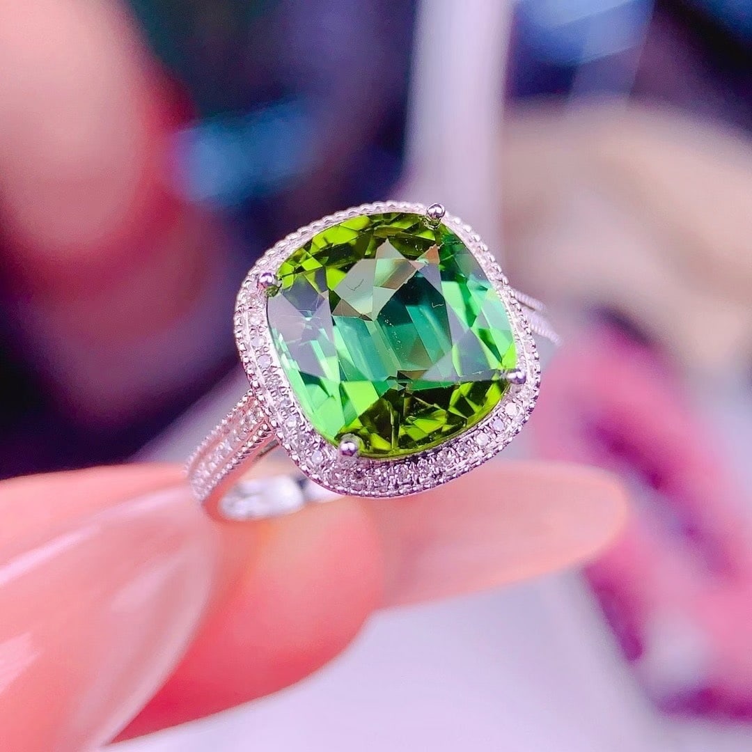 14k Gold 4.9 Ct Natural Tourmaline & Diamond Ring - 3