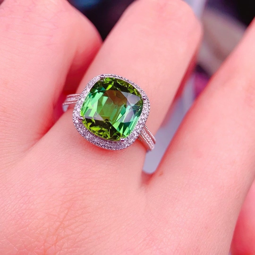 14k Gold 4.9 Ct Natural Tourmaline & Diamond Ring - 5