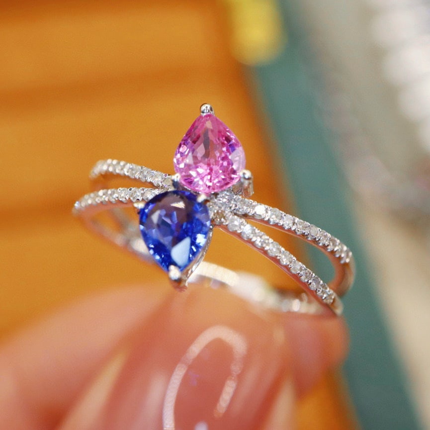 14k Gold 1.08 Ctw Natural Sapphire & Diamond Ring - 2