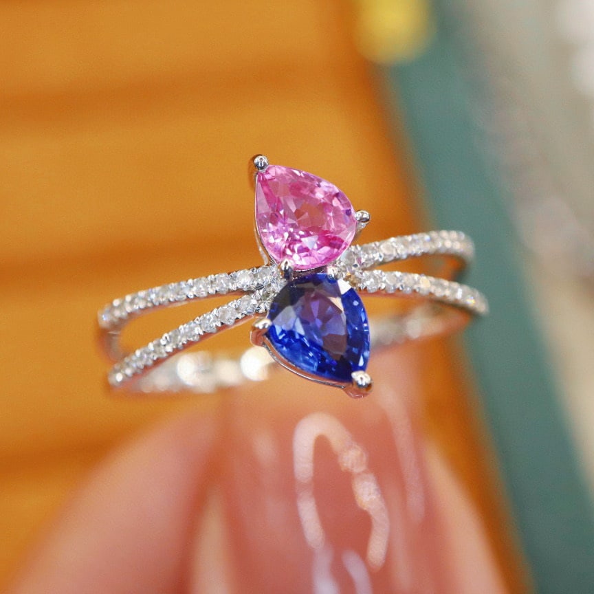 14k Gold 1.08 Ctw Natural Sapphire & Diamond Ring - 4