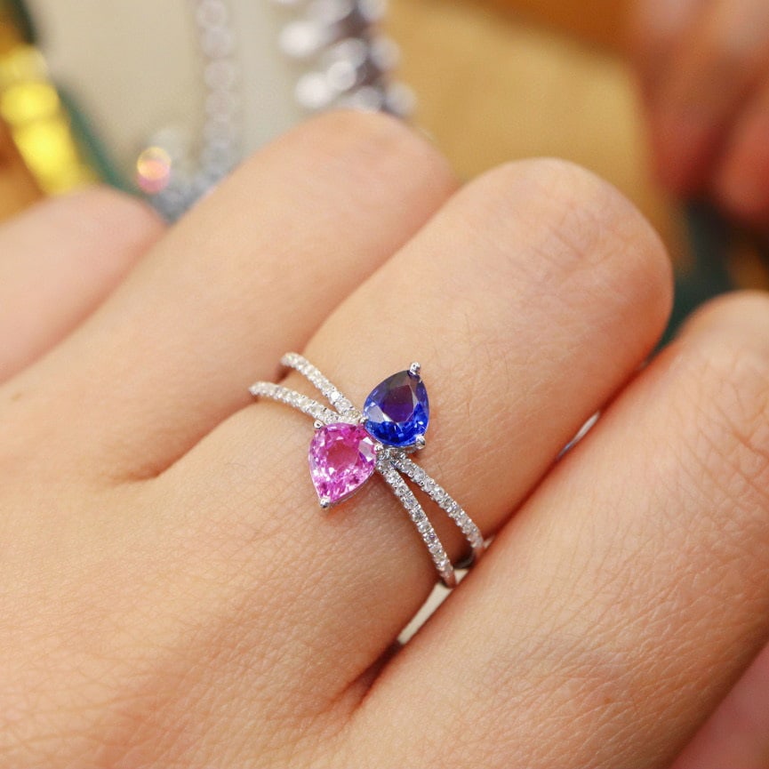14k Gold 1.08 Ctw Natural Sapphire & Diamond Ring - 6
