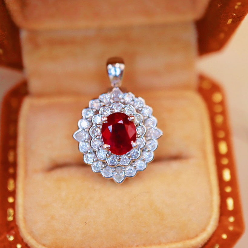 14k Gold 1.02 Ctw Natural Ruby & Diamond Ring/pendant( Without Chain ) - 4