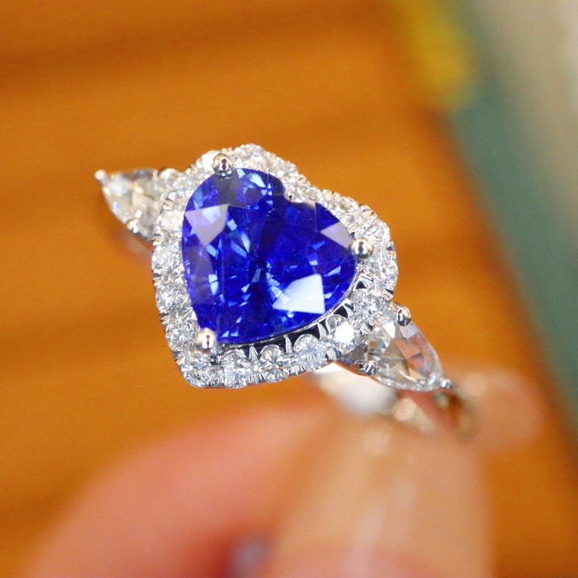 14k Gold 1.41 Ctw Natural Sapphire & Diamond Ring - 2