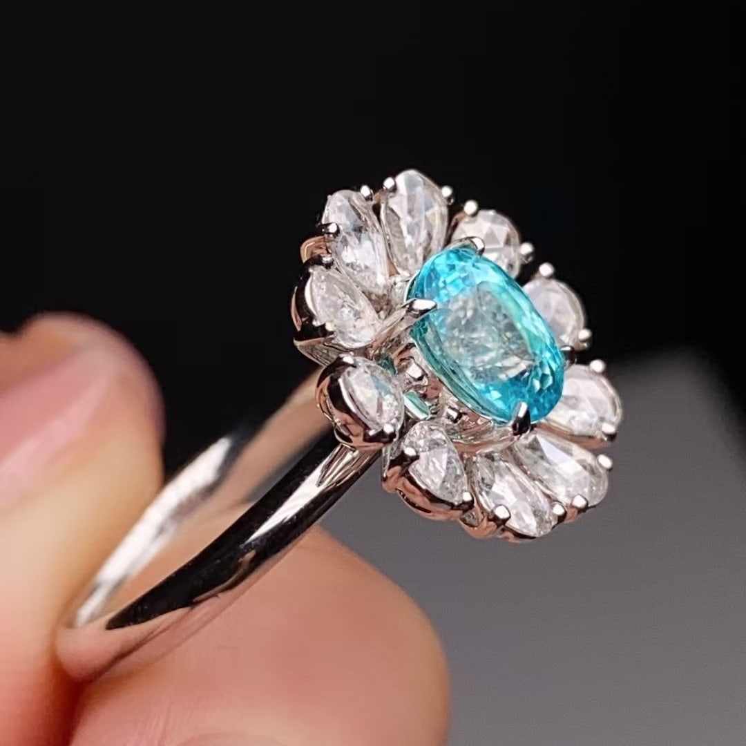 14k Gold 1.94 Ctw Natural Paraiba Tourmaline & Diamond Ring - 4