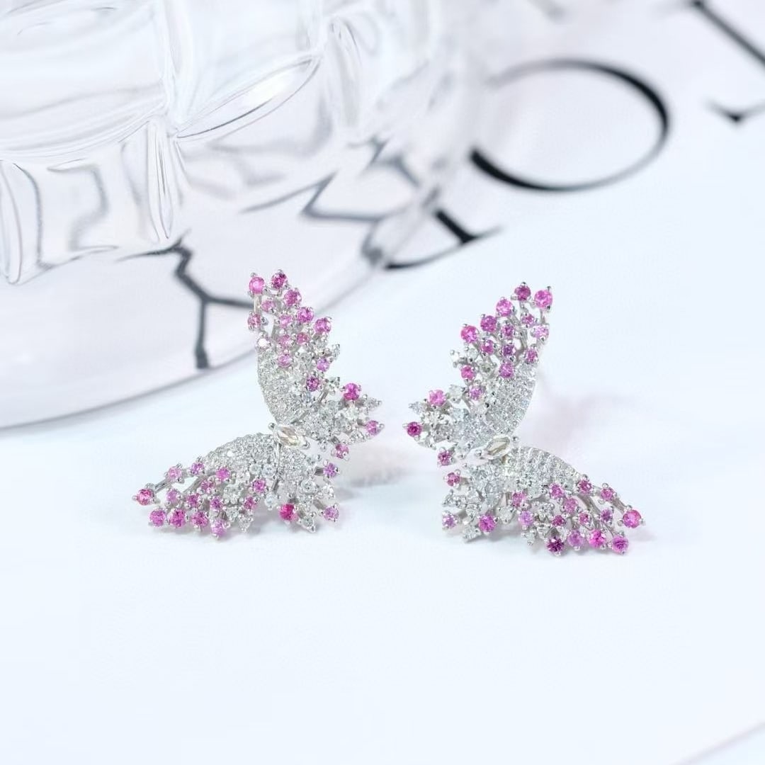 14k Gold 1.16 Ctw Natural Sapphire & Diamond Earrings - 4