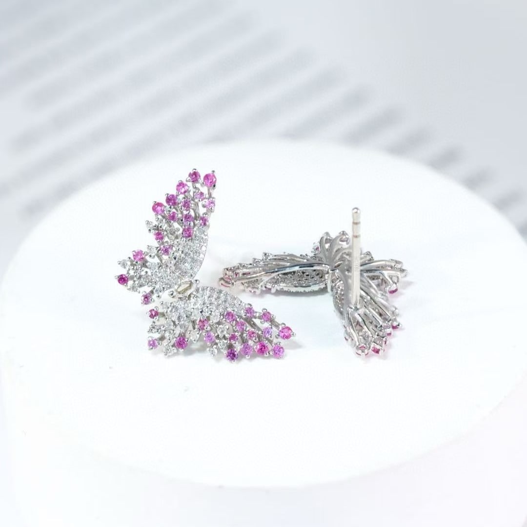 14k Gold 1.16 Ctw Natural Sapphire & Diamond Earrings - 5