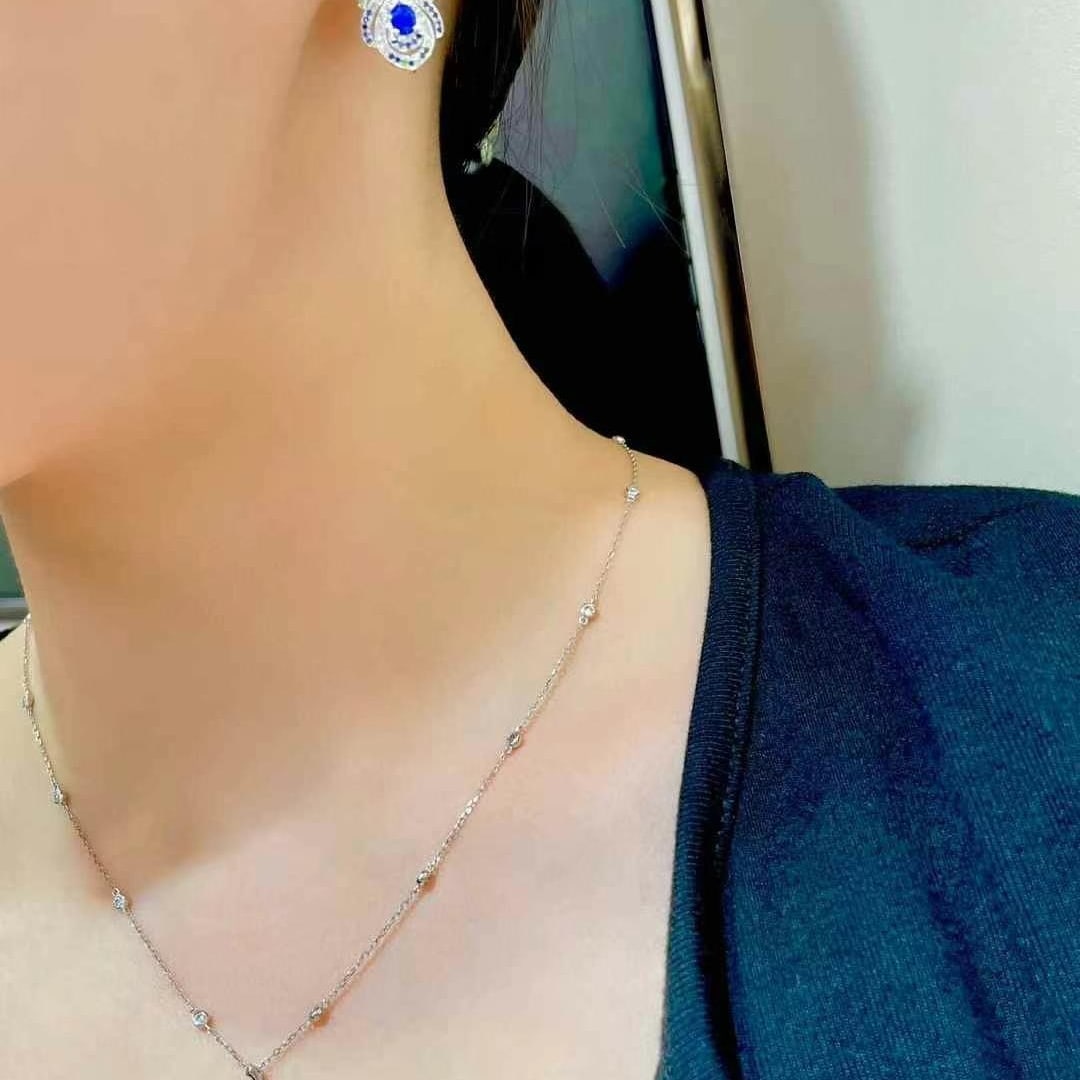14k Gold 0.4 Ct Natural Sapphire & Diamond Pendant( Without Chain ) - 6