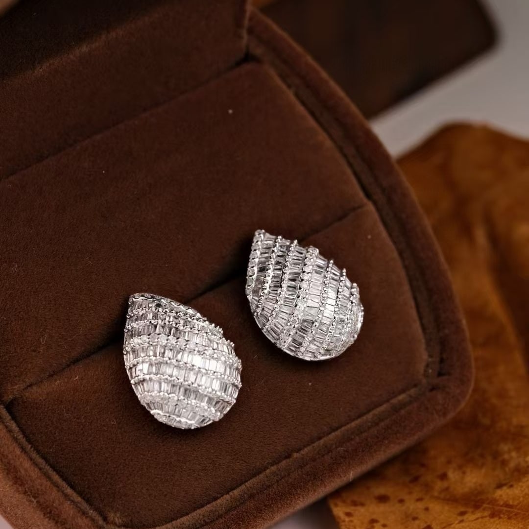 14k Gold 1.88 Ct Natural H Diamond Earrings - 5