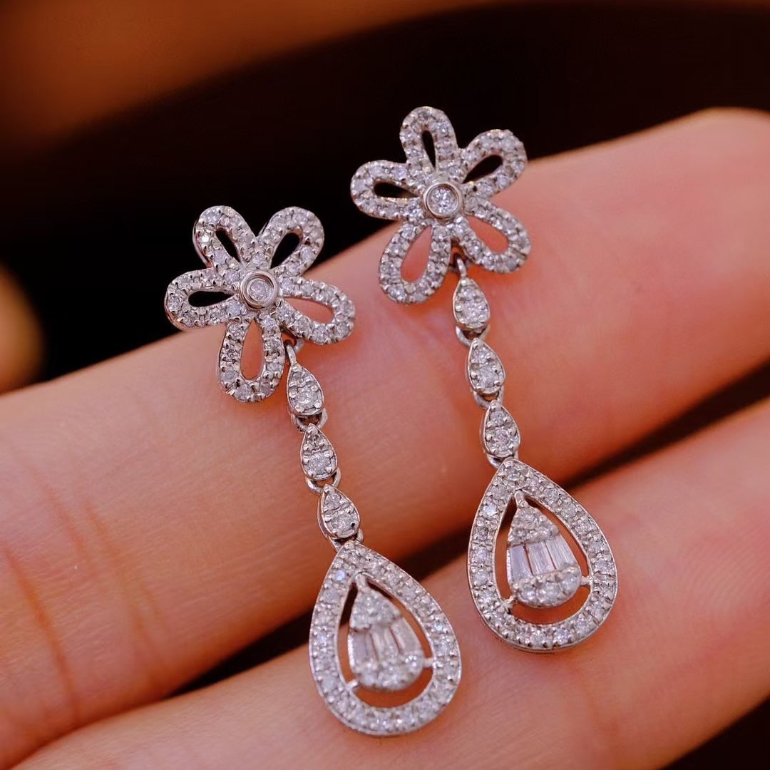 14k Gold 0.8 Ct Natural H Diamond Earrings - 3