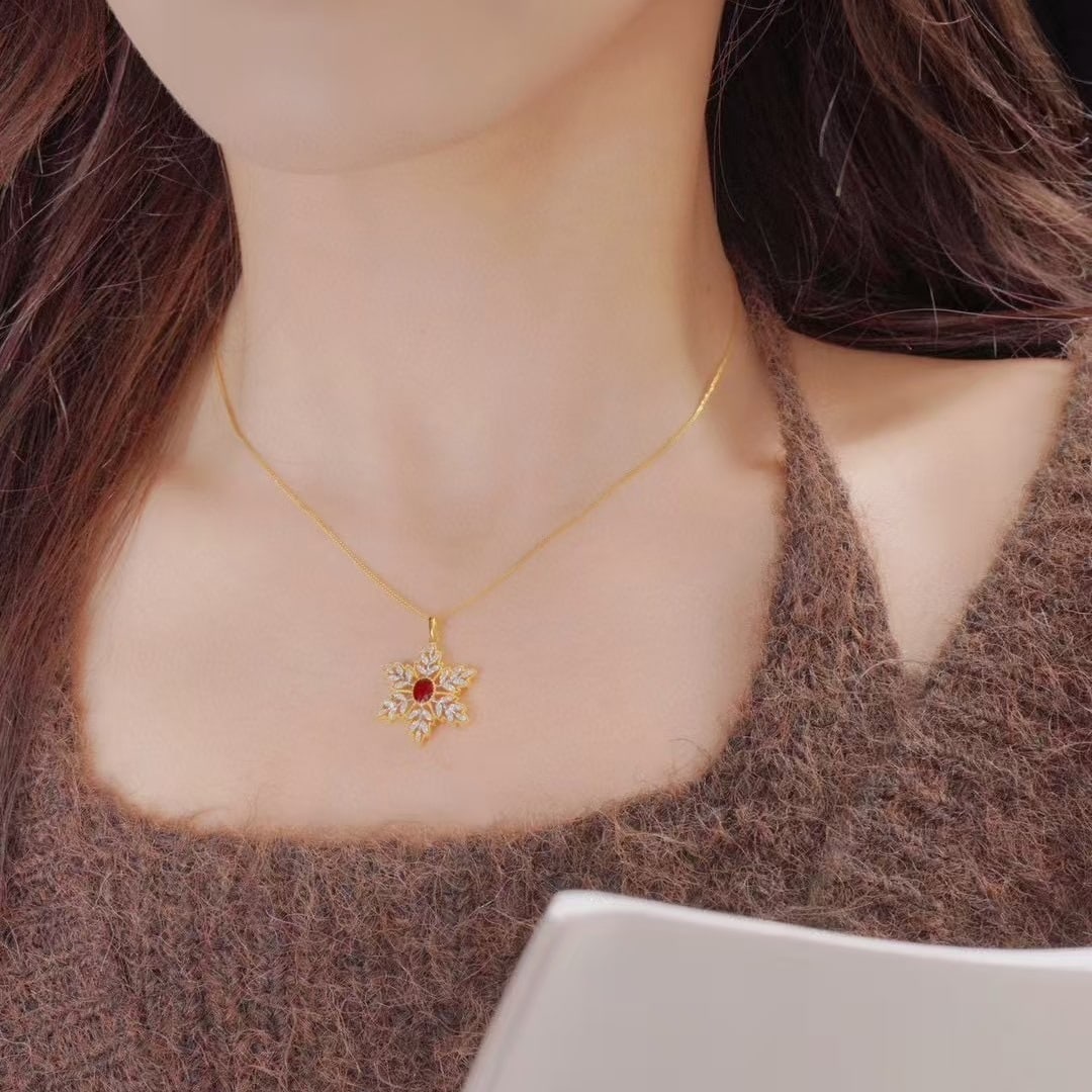 14k Gold 0.73 Ct Vivid Red Natural Ruby & Diamond Necklace - 4