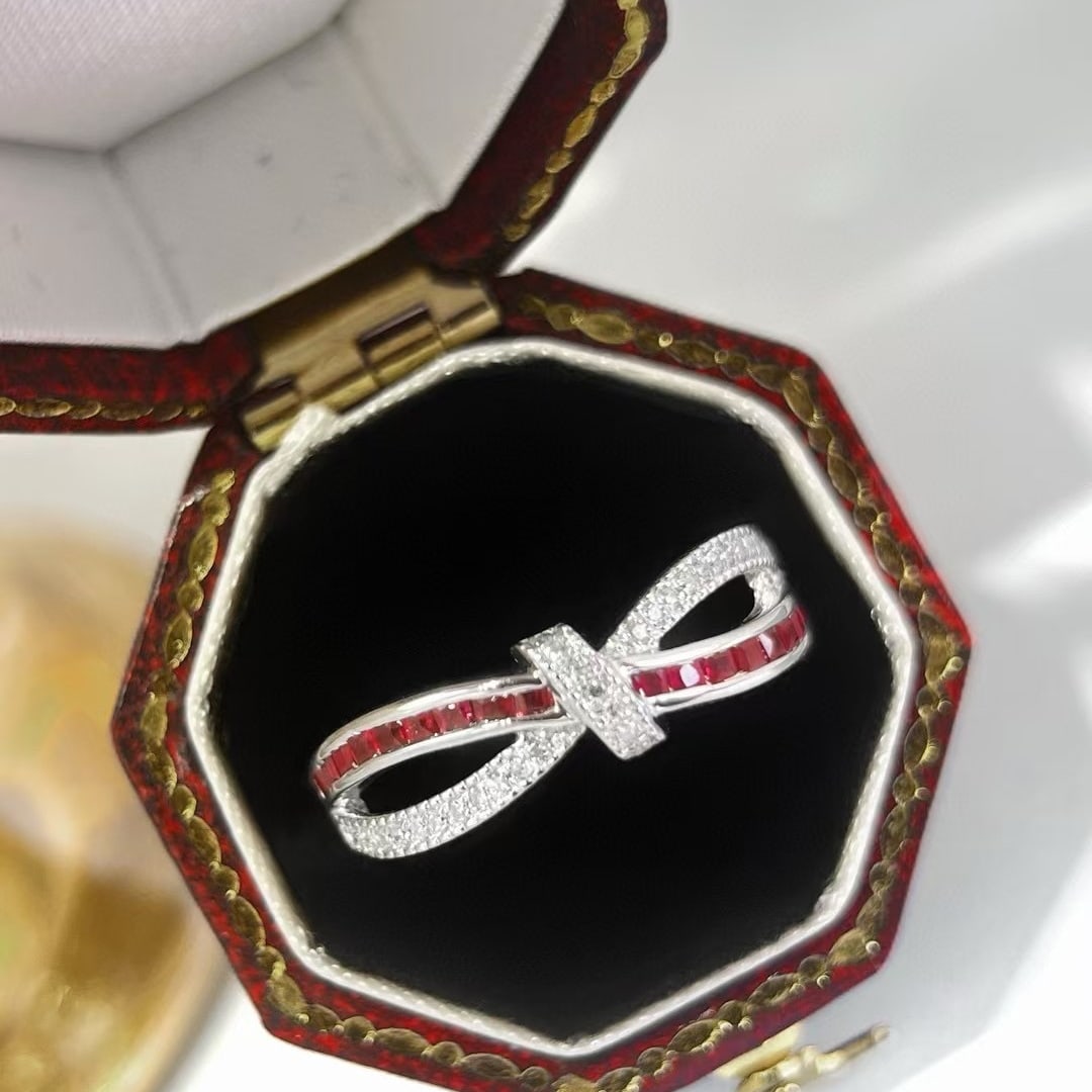 14k Gold 0.65 Ctw Natural Ruby & Diamond Ring: Ref:230999212 // gold content:14k gold // ring size:7. 25us // // main gemstone:ruby // shape:square // carat weight:0. 53ct // color:red // treatment:natural // // adjacent gemstone 2 : diamond // sh