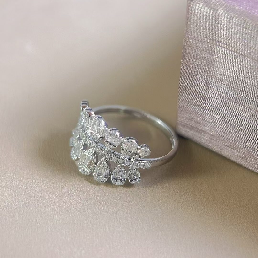 14k Gold 0.62 Ct Natural H Diamond Ring - 3