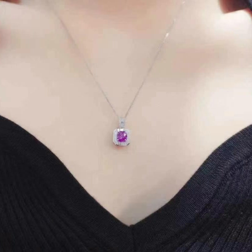 14k Gold 1.35 Ctw Natural Sapphire & Diamond Pendant( Without Chain ) - 4