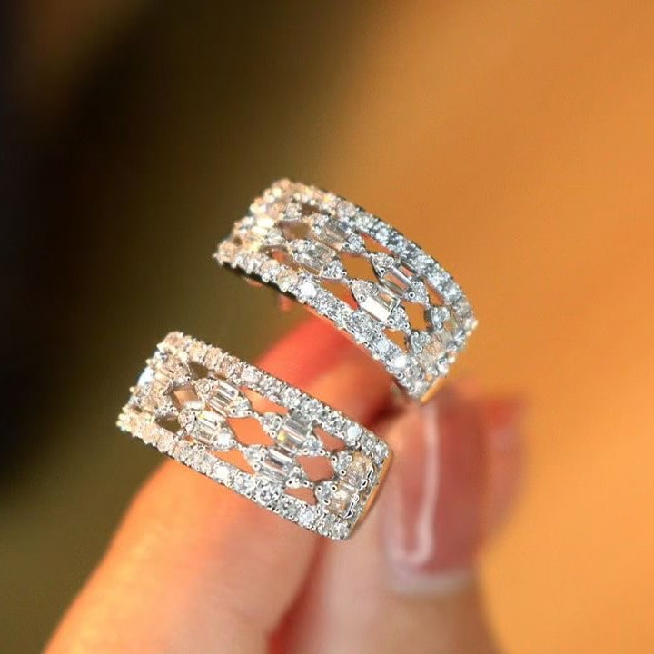 14k Gold 0.9 Ct Natural H Diamond Earrings - 2