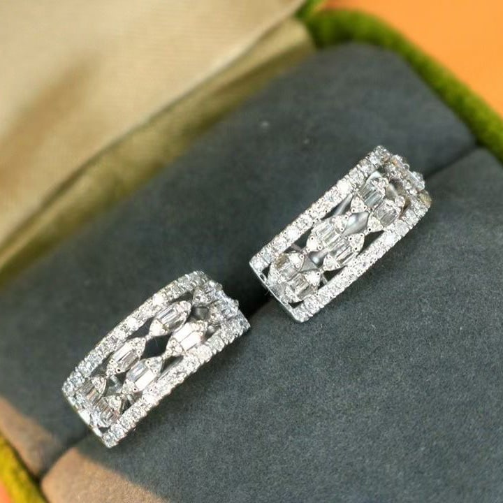 14k Gold 0.9 Ct Natural H Diamond Earrings - 6