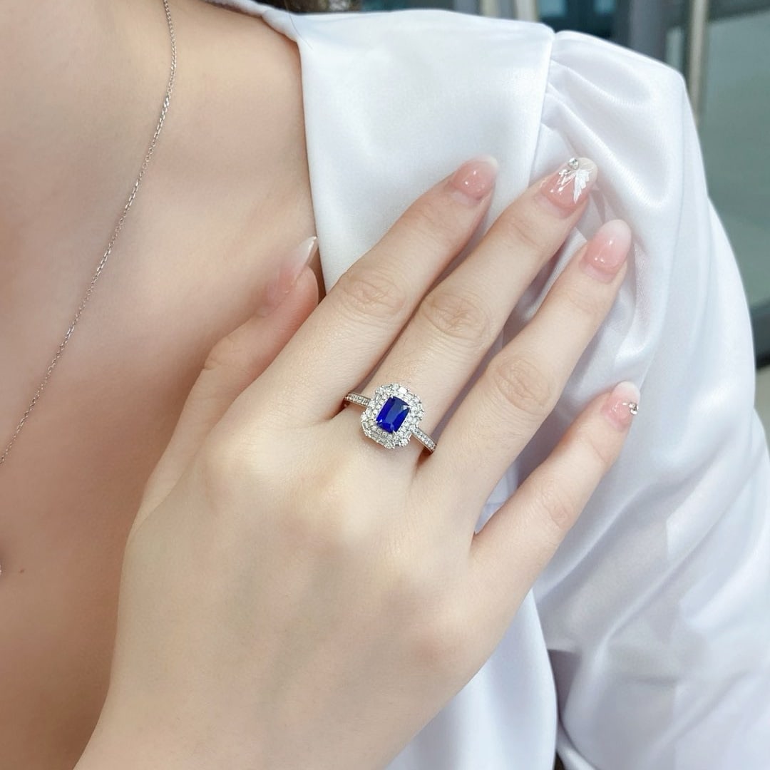 14k Gold 2.79 Ctw Natural Sapphire & Diamond Jewelry Set - 2