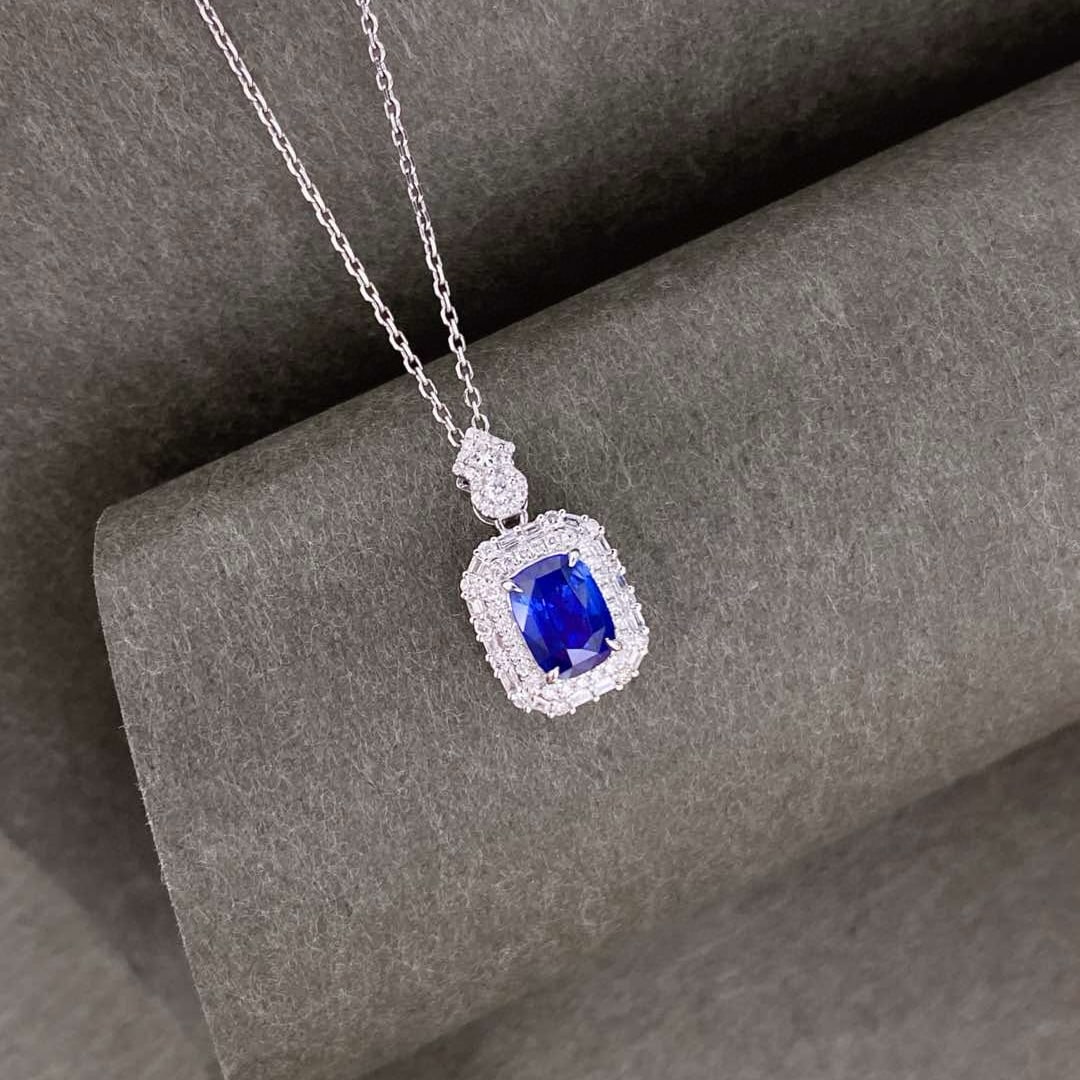 14k Gold 2.79 Ctw Natural Sapphire & Diamond Jewelry Set - 6