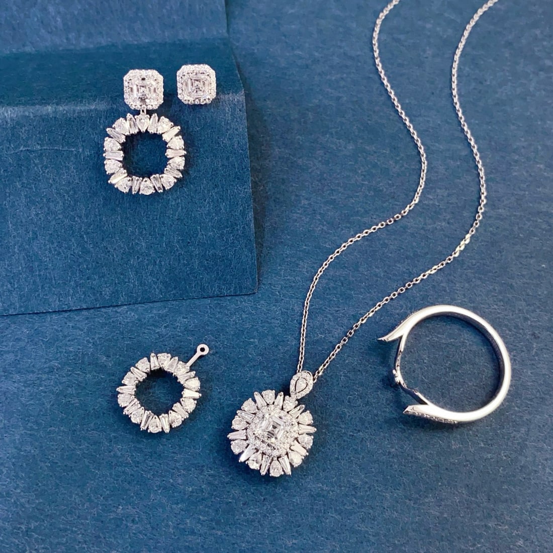 Gia Certified 14k Gold 4.06 Ctw Natural E-f Vs2-vvs2 Asscher Diamond Jewelry Set - 4